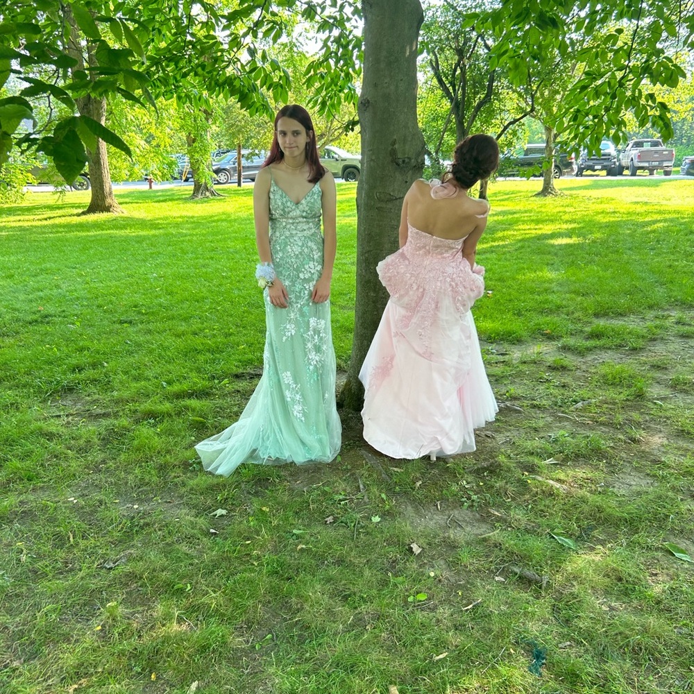 JVN by Jovani Mint and Pink Prom Dresses - Picture 3 of 7